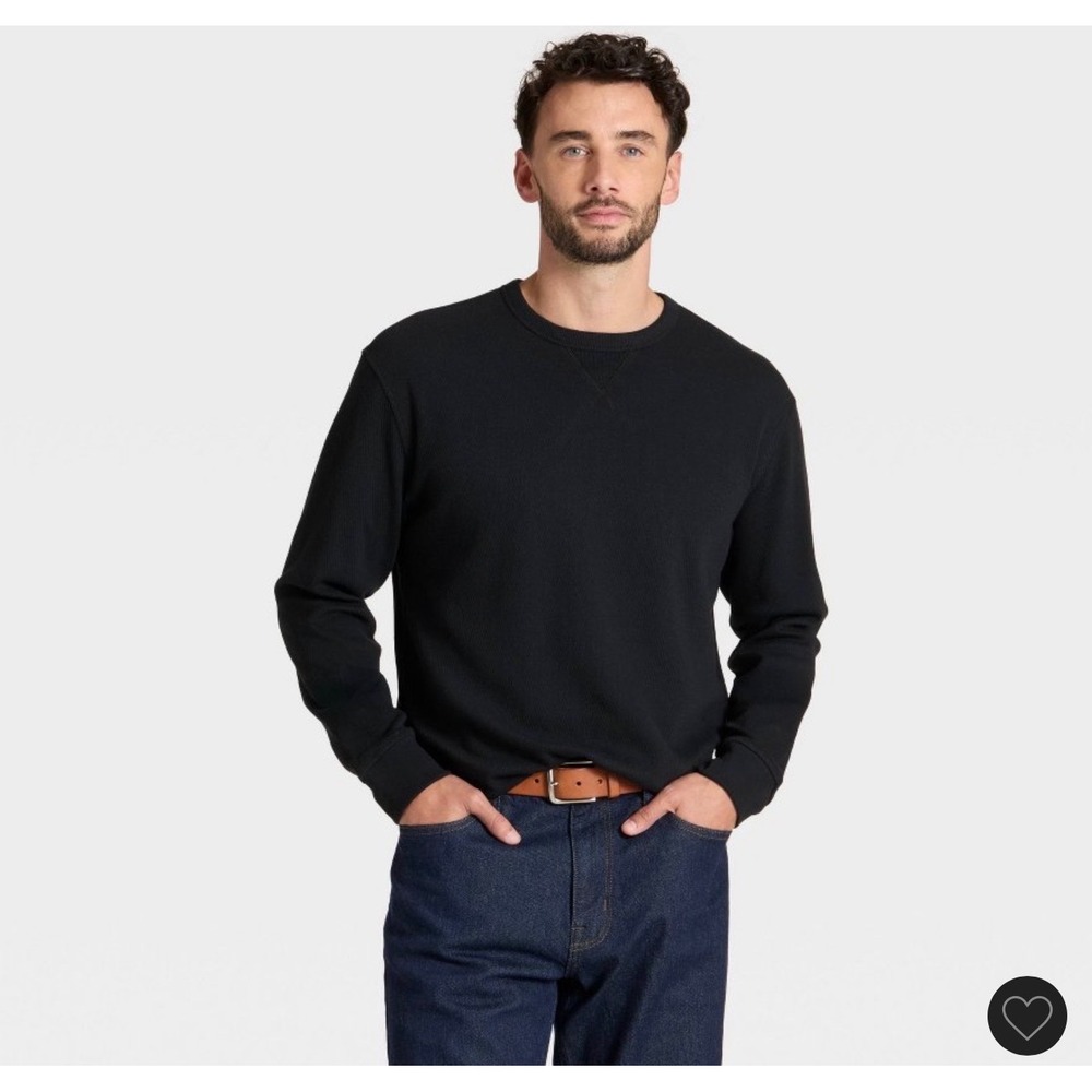 Goodfellow &Co Mens Navy Blue Textured‎ Crewneck Long Sleeve Shirt NWOT XXL